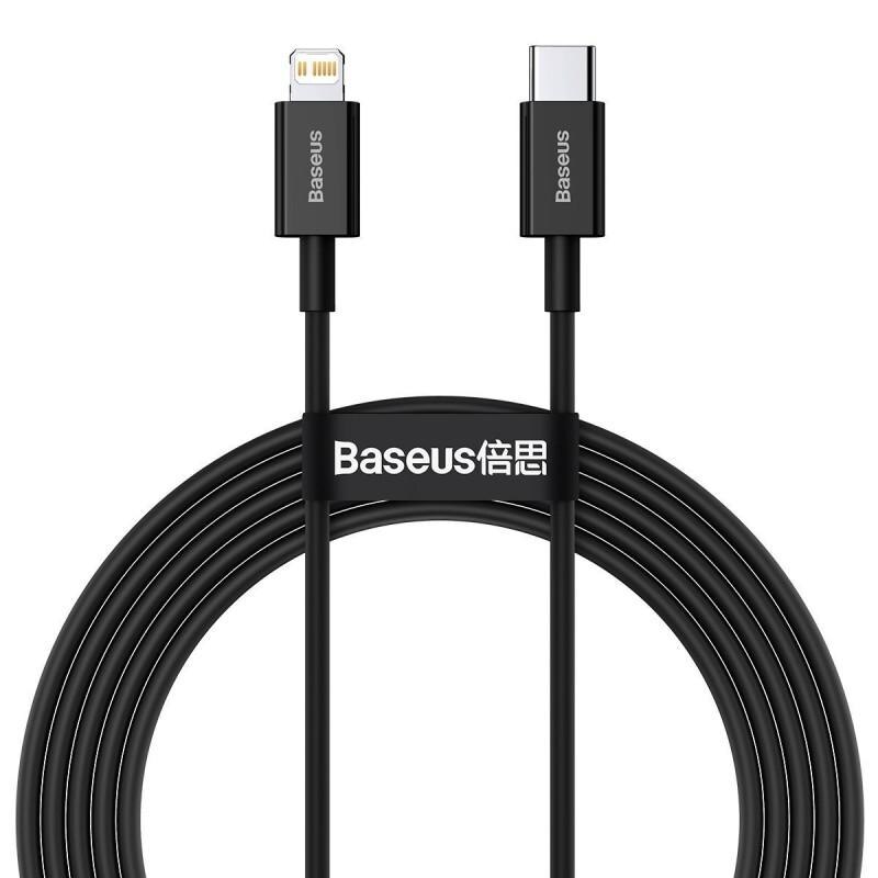 Cablu pentru incarcare si transfer de date Baseus Superior, USB Type-C/Lightning, Power Delivery 20W, 2.4A, 2m, Negru