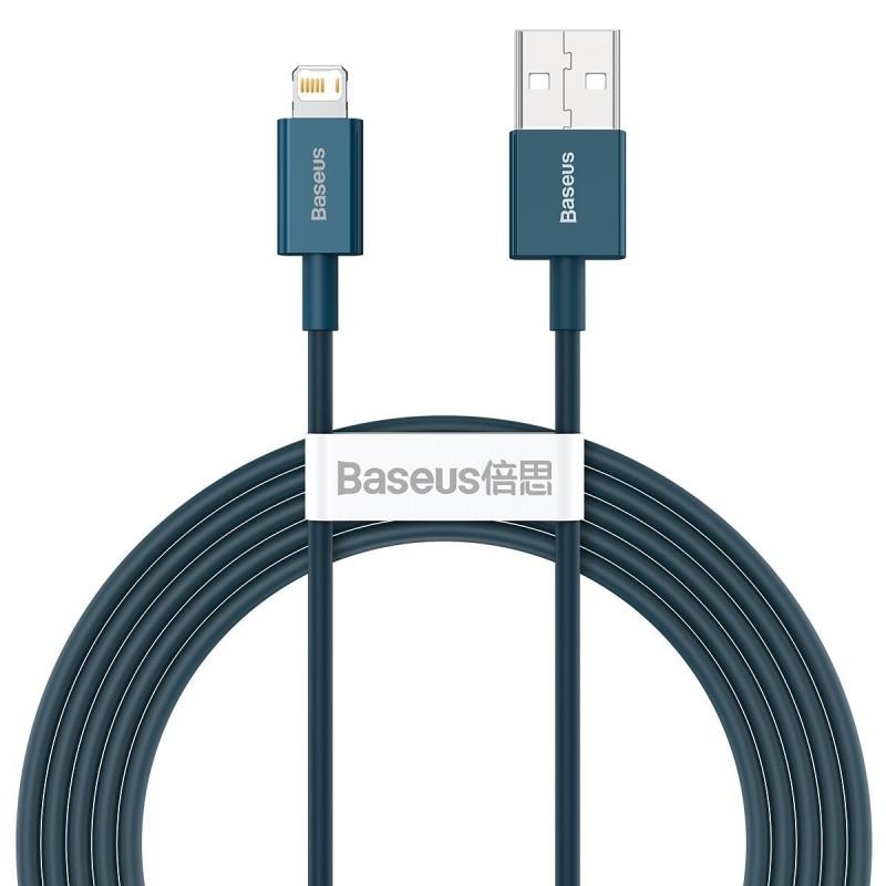 Cablu pentru incarcare si transfer de date Baseus Superior, USB/Lightning, 2.4A, 2m, Albastru