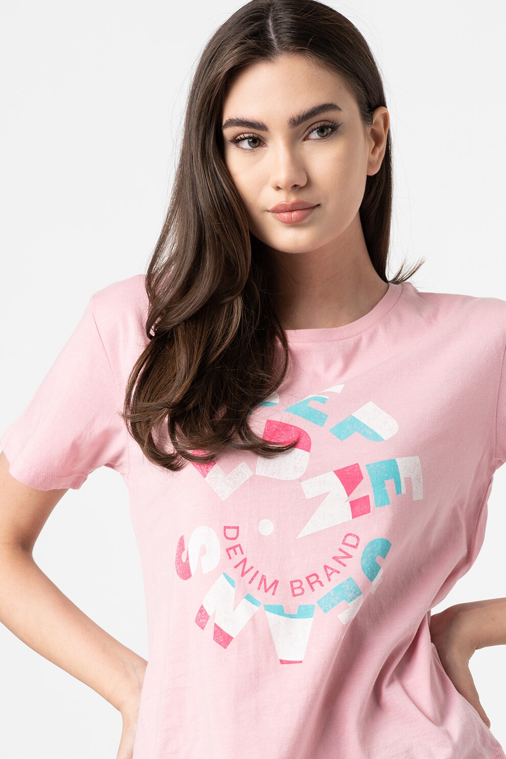 Pepe Jeans London, Tricou cu imprimeu logo Dree, Roz