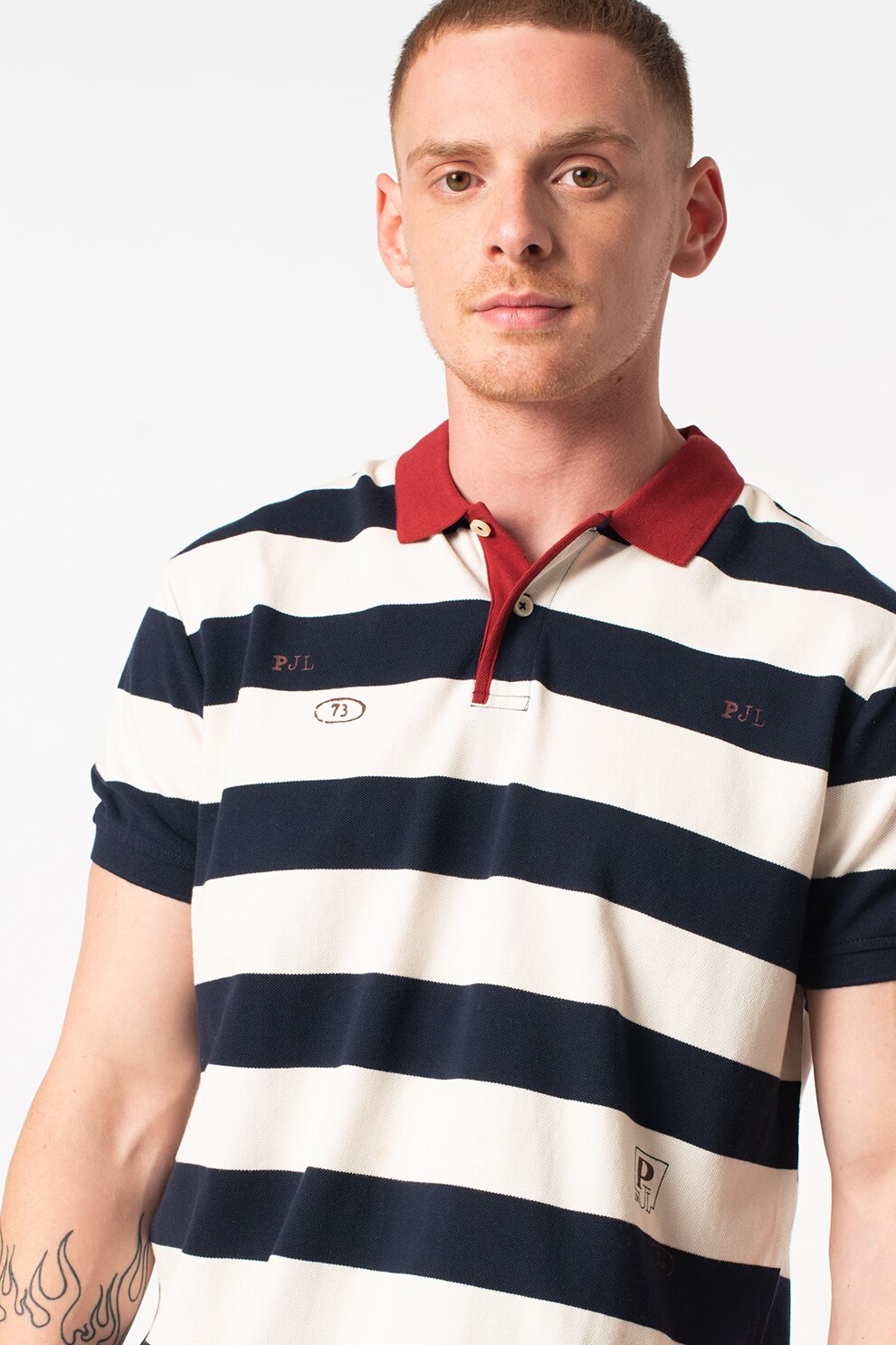 Pepe Jeans London, Tricou polo in dungi Christopher, Bleumarin/Alb, S
