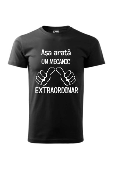Tricou barbati personalizat Asa Arata Un Mecanic Extraordinar, Malfini, Negru