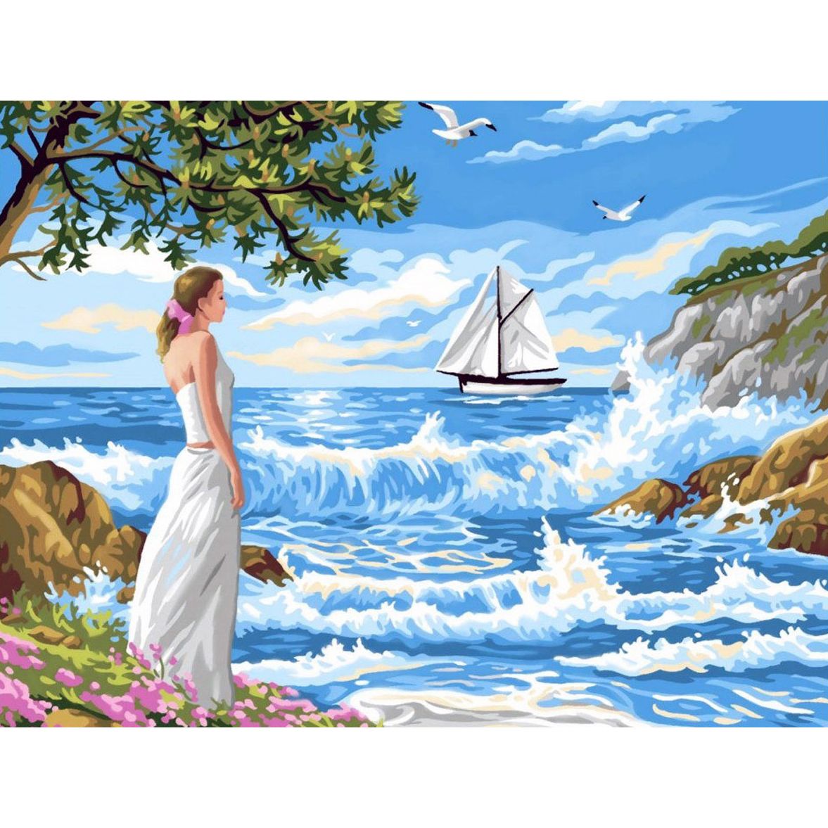 Set Pictura pe numere 40x50 cm, Panza din bumbac pe rama de lemn (PDP-2037)