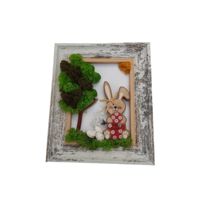 Tablou Iepurasul de Paste cu licheni multicolor, 15X20