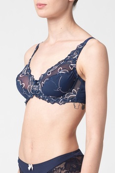Hunkemoller, Sutien cu detalii brodate Diva Uf, Albastru inchis/Alb prafuit Hunkemoller, Sutien cu detalii brodate Diva Uf, Albastru inchis/Alb prafuit