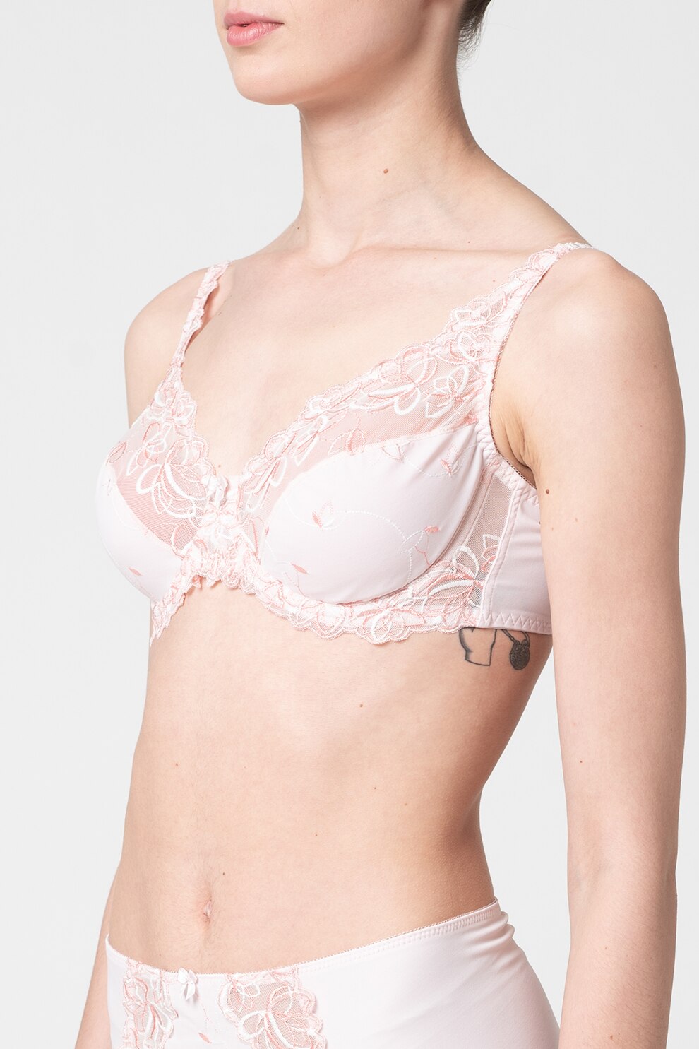 Hunkemoller, Sutien cu insertii de dantela, Alb fildes/Roz