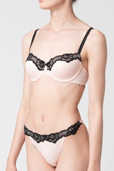 Hunkemoller, Sutien cu insertii de dantela Secret Lace, Roz pal/Negru Hunkemoller, Sutien cu insertii de dantela Secret Lace, Roz pal/Negru