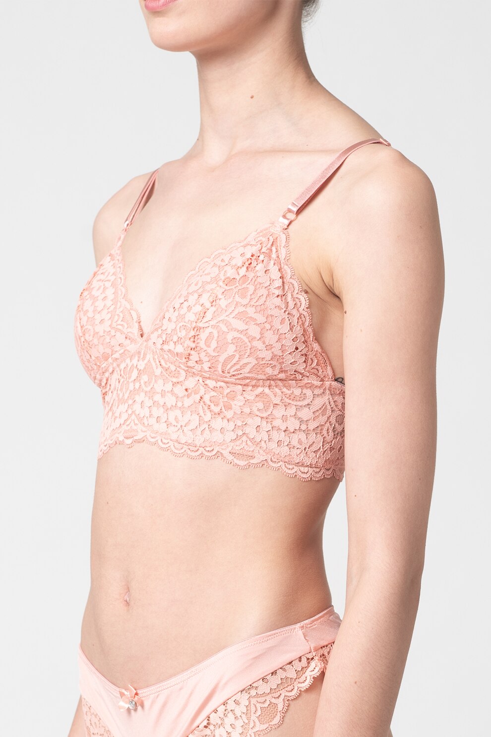 Hunkemoller, Sutien triunghiular cu burete detasabil Rose Longline, Roz pal