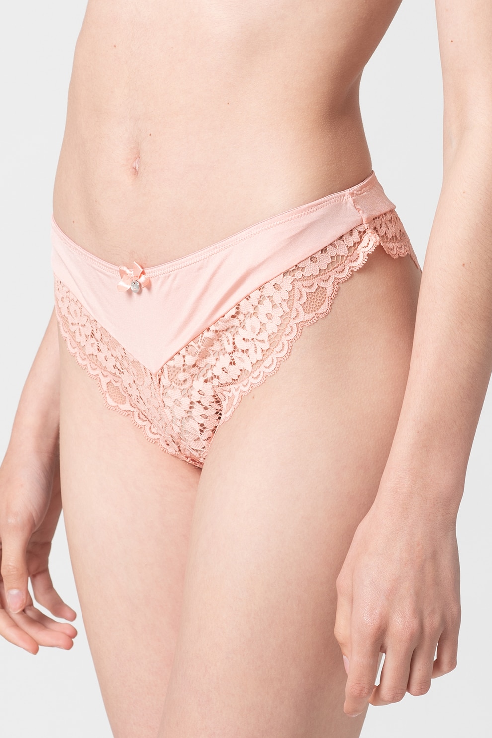 Hunkemoller, Chiloti brazilieni cu insertii de dantela, Roz somon, L