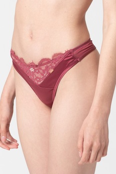 Hunkemoller, Chiloti tanga cu insertii de dantela Poppy, Rosu stins Hunkemoller, Chiloti tanga cu insertii de dantela Poppy, Rosu stins