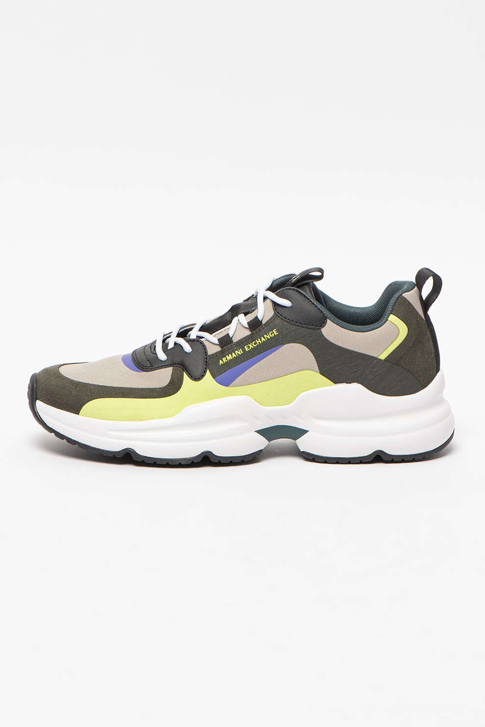ARMANI EXCHANGE, Pantofi sport de piele ecologica si material textil