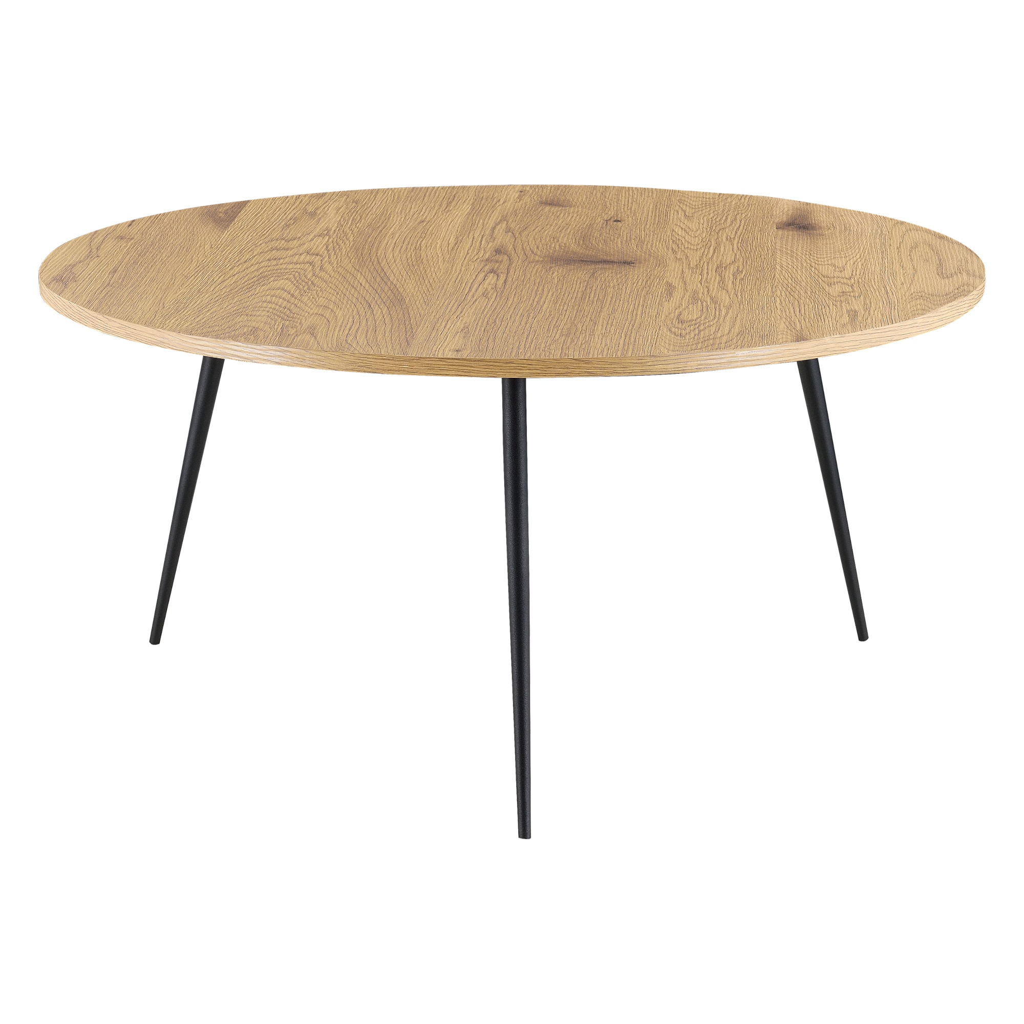 Masuta cafea Farsund T, en.casa, 40 x 80 cm, 15 Kg, otel/MDF, negru/stejar, rotunda