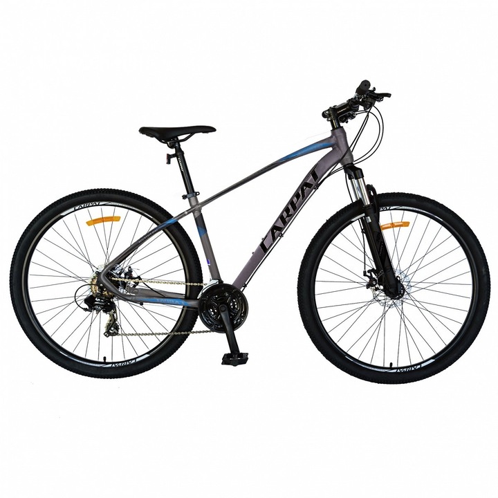 Bicicleta MTB de munte CARPAT MTB Invictus JSX2757, cadru Aluminiu, echipare Shimano, suspensie fata, roata 27.5 inch, frana disc fata/spate, 21 viteze, gri/negru