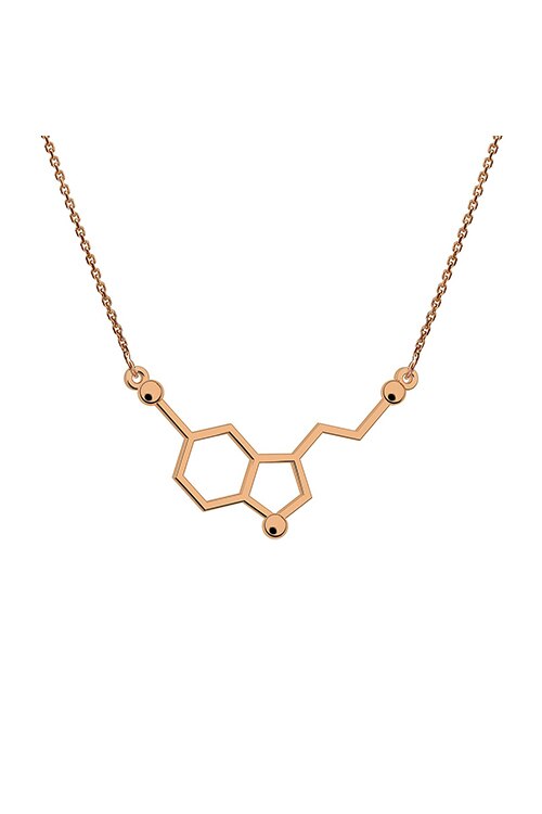 Lant cu pandantiv serotonina, Coriolan, aur roz 14K, 42-45 cm