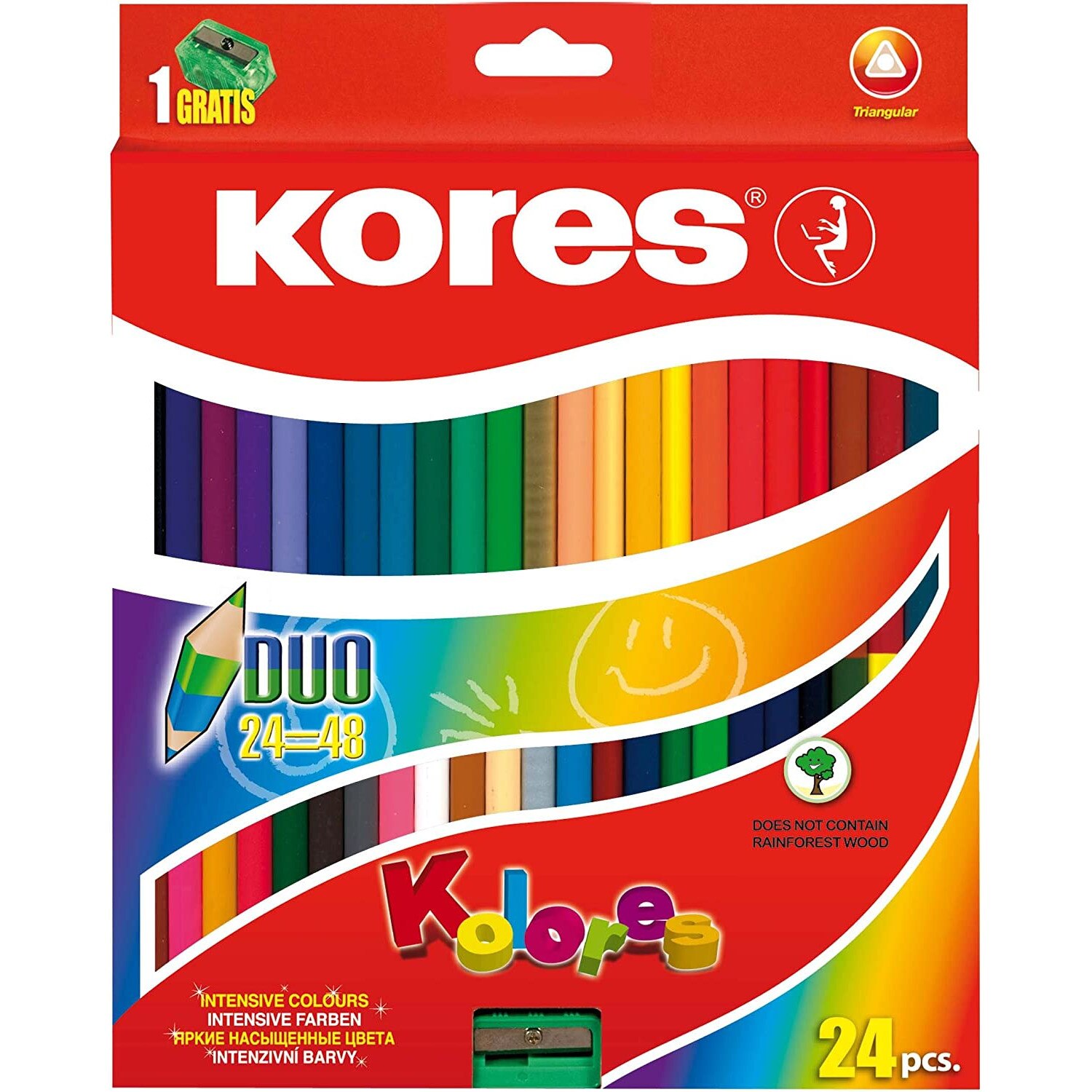 Set creioane colorate Kores, duble, 24 bucati
