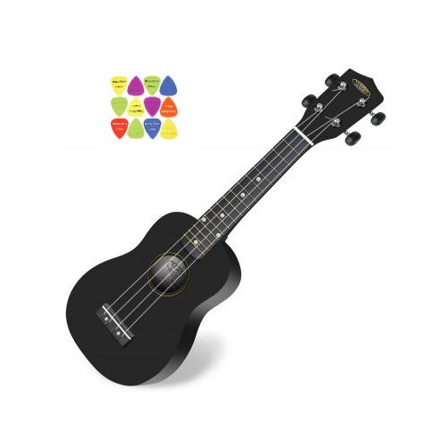 Set Ukulele Classic Cantabile US-100 BK Sopran-Negru+ 12 Pene