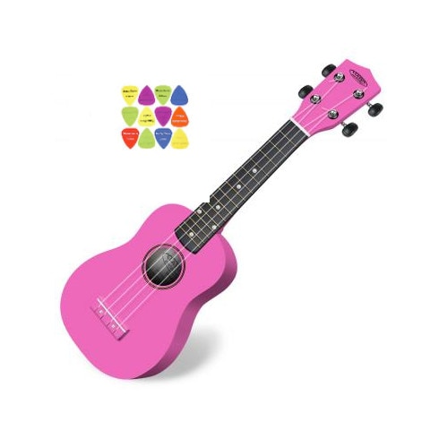 Set Ukulele Classic Cantabile US-100 Pink Sopran-Roz + 12 Pene