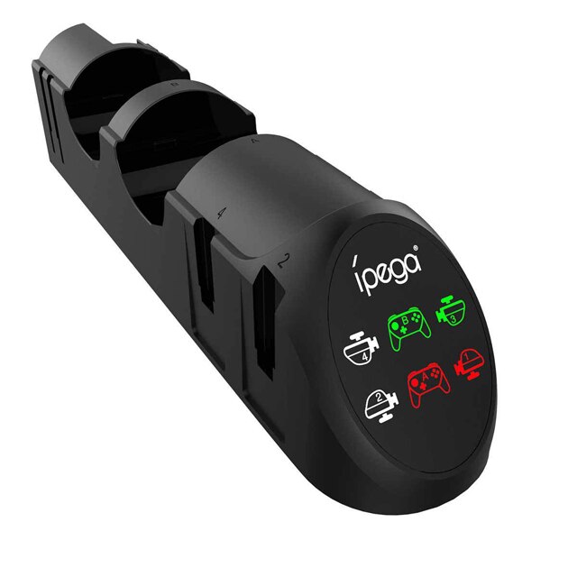 Stand de incarcare Ipega PG-9187 compatibil cu controlere Nintendo Switch Pro, suport pentru incarcator compatibil cu controlere switch cu 2 mufe USB 2.0