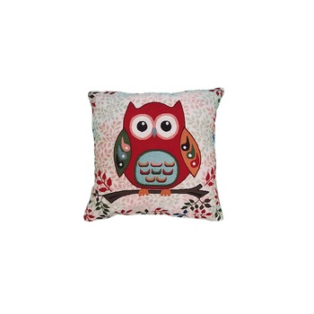 Perna decorativa bufnita 43 x 43 cm, Nichita Impex, bufnita rosie Perna decorativa bufnita 43 x 43 cm, Nichita Impex, bufnita rosie
