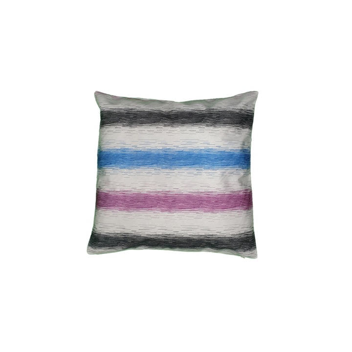 Perna decorativa dungi 43 x 43 cm, Nichita Impex, alb/negru
