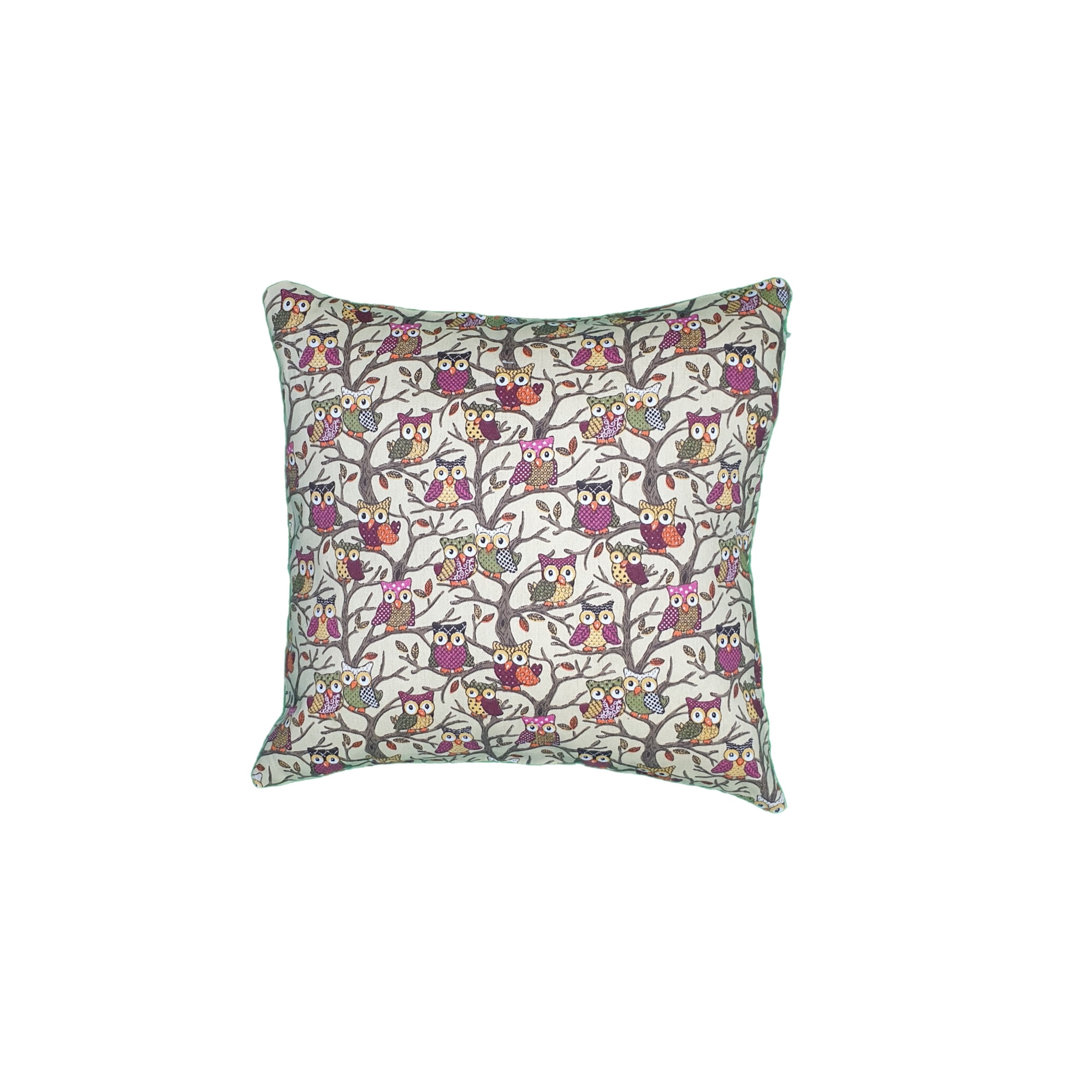 Perna decorativa bufnite multicolore 43 x 43 cm, Nichita Impex, crem