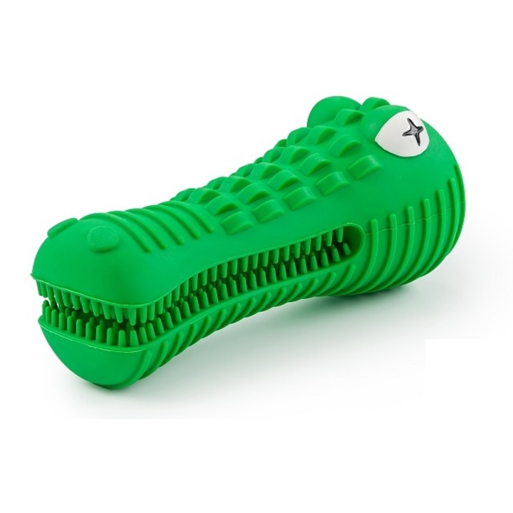 Jucarie de ros pentru caini, crocodil, verde, dog dental chew toy