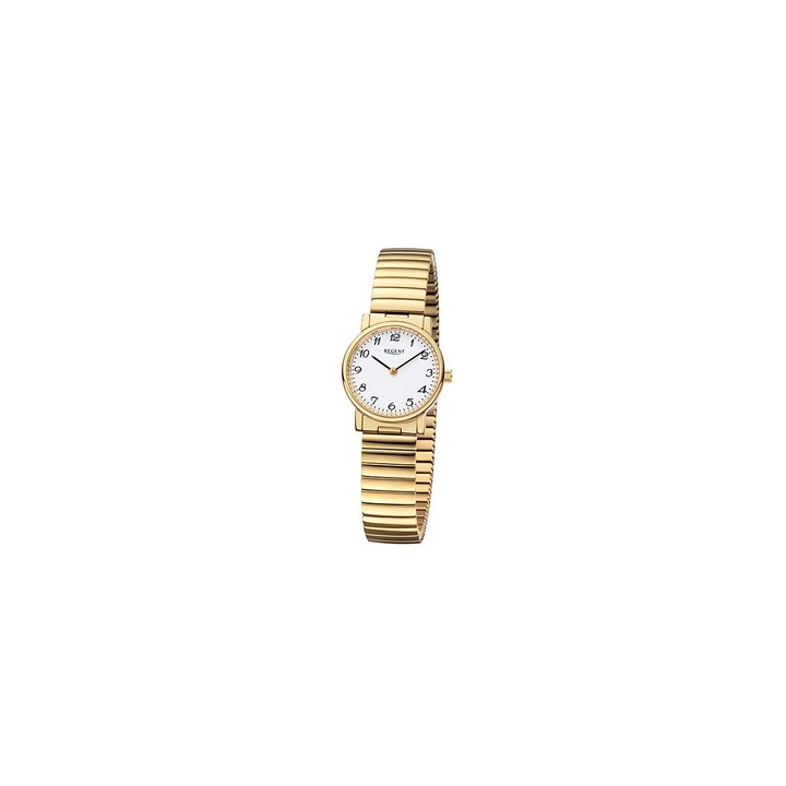 Ceas de dama Regent F-1243, Quartz, 26mm, 3ATM, Auriu