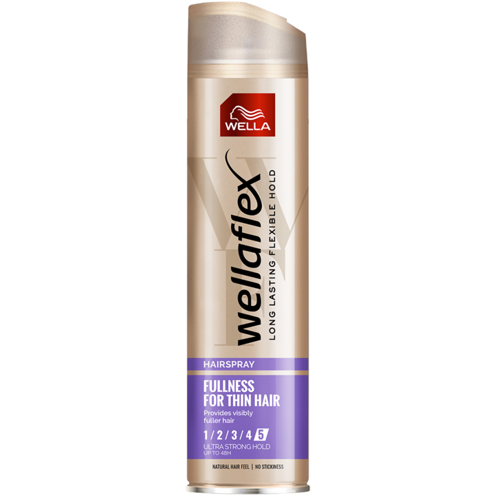 Fixativ pentru par Wellaflex Fullness For Thin Hair cu fixare ultra puternica, Fixare: 5/5, 250 ml