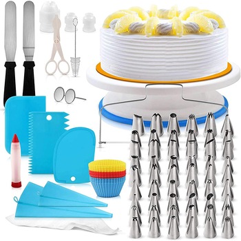 Set cofetarie, Amtok®, 106 piese cu sabloane pentru ornarea/decorarea prajiturilor, set patiserie, Multicolor Set cofetarie, Amtok®, 106 piese cu sabloane pentru ornarea/decorarea prajiturilor, set patiserie, Multicolor