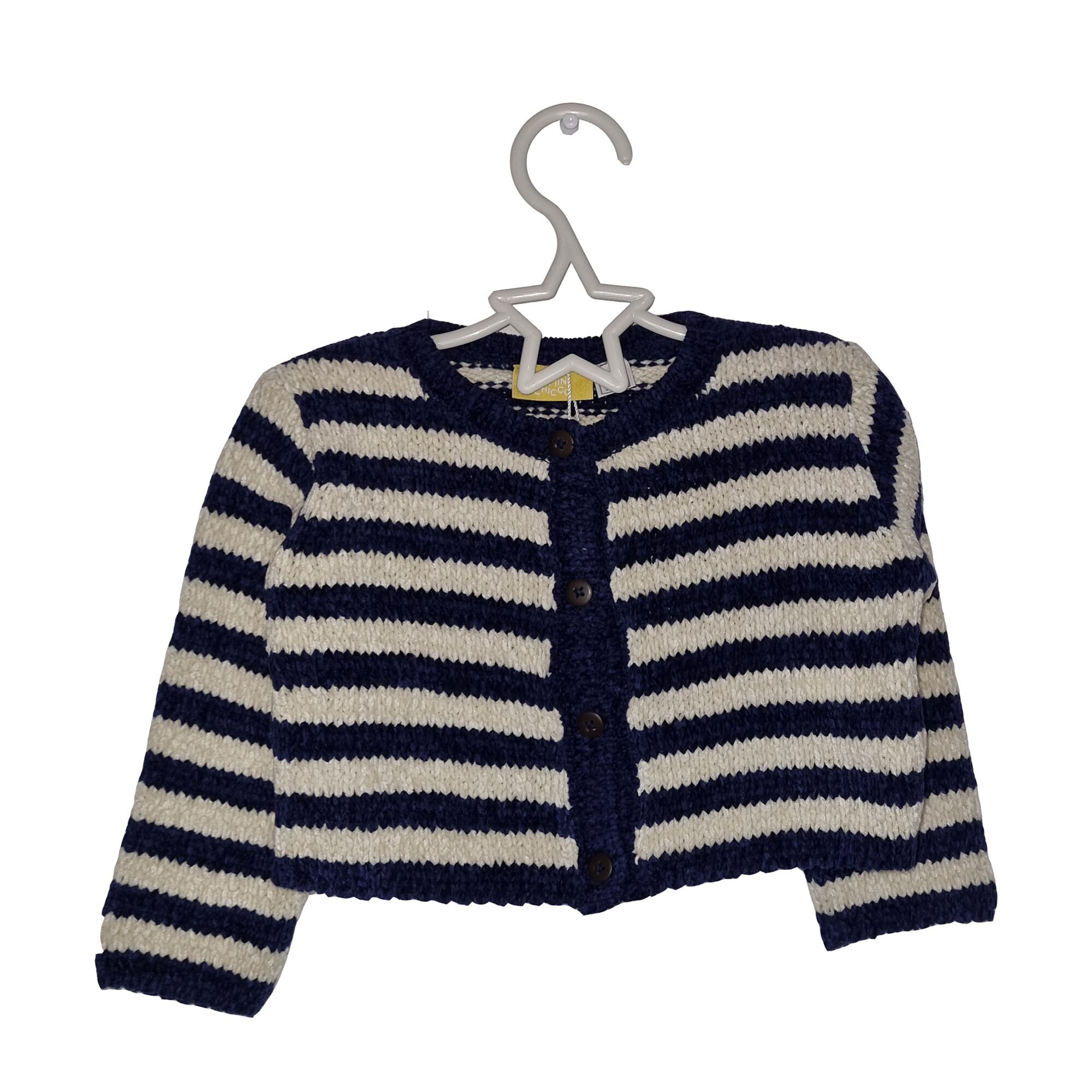 Cardigan in dungi, alb si albastru, Chicco
