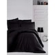 Lenjerie de pat dublu damasc gros cu elastic pentru saltea 160x200 cm, 4 piese, Ralex Pucioasa, bumbac 100%, Negru