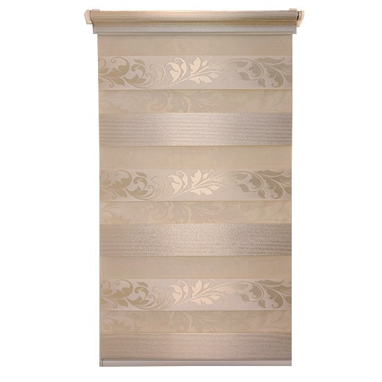 Jaluzea tip Rulou textil MINI,Deko Design,Rolete Zebra Day & Night Luxury High Quality, 76x120cm,ZS1,culoare crem deschis cu model si insertie de sclipici,accesorii albe