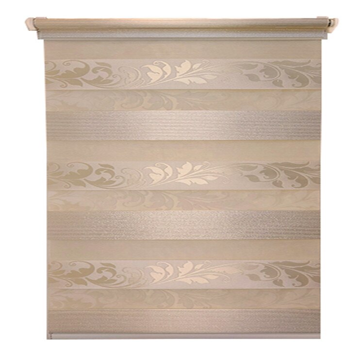 Jaluzea tip Rulou textil MAXI,Deko Design,Rolete Zebra Day & Night Luxury High Quality, 110x170cm,ZS1,culoare crem deschis cu model si insertie de sclipici,accesorii albe