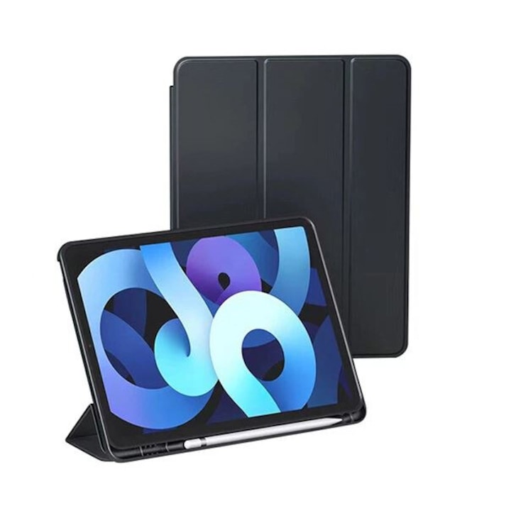 Калъф, Съвместим с iPad Air 5 (2022), 10.9"/ iPad Air 4 (2020), 10.9", С поставка за химикал, Черен