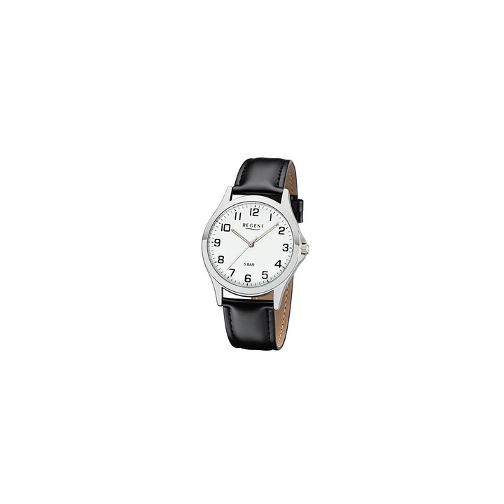 Ceas barbatesc Regent 1112422, Quartz, 39mm, 5ATM, Argintiu