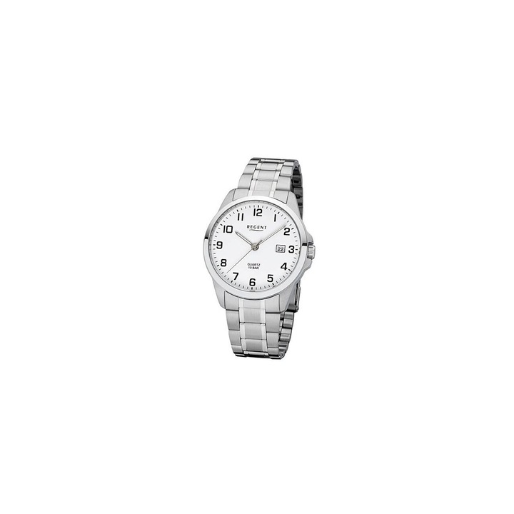 Ceas barbatesc Regent F-1009, Quartz, 39mm, 10ATM, Argintiu
