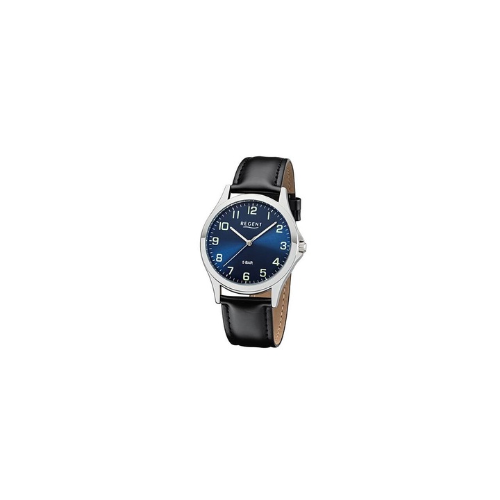 Ceas barbatesc Regent 1112421, Quartz, 39mm, 5ATM, Argintiu