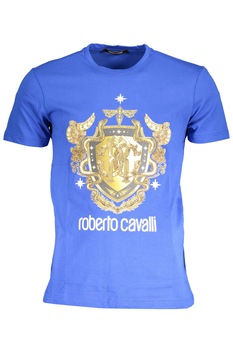 Tricou barbat, ROBERTO CAVALLI, royal logo , albastru, Albastru Tricou barbat, ROBERTO CAVALLI, royal logo , albastru, Albastru
