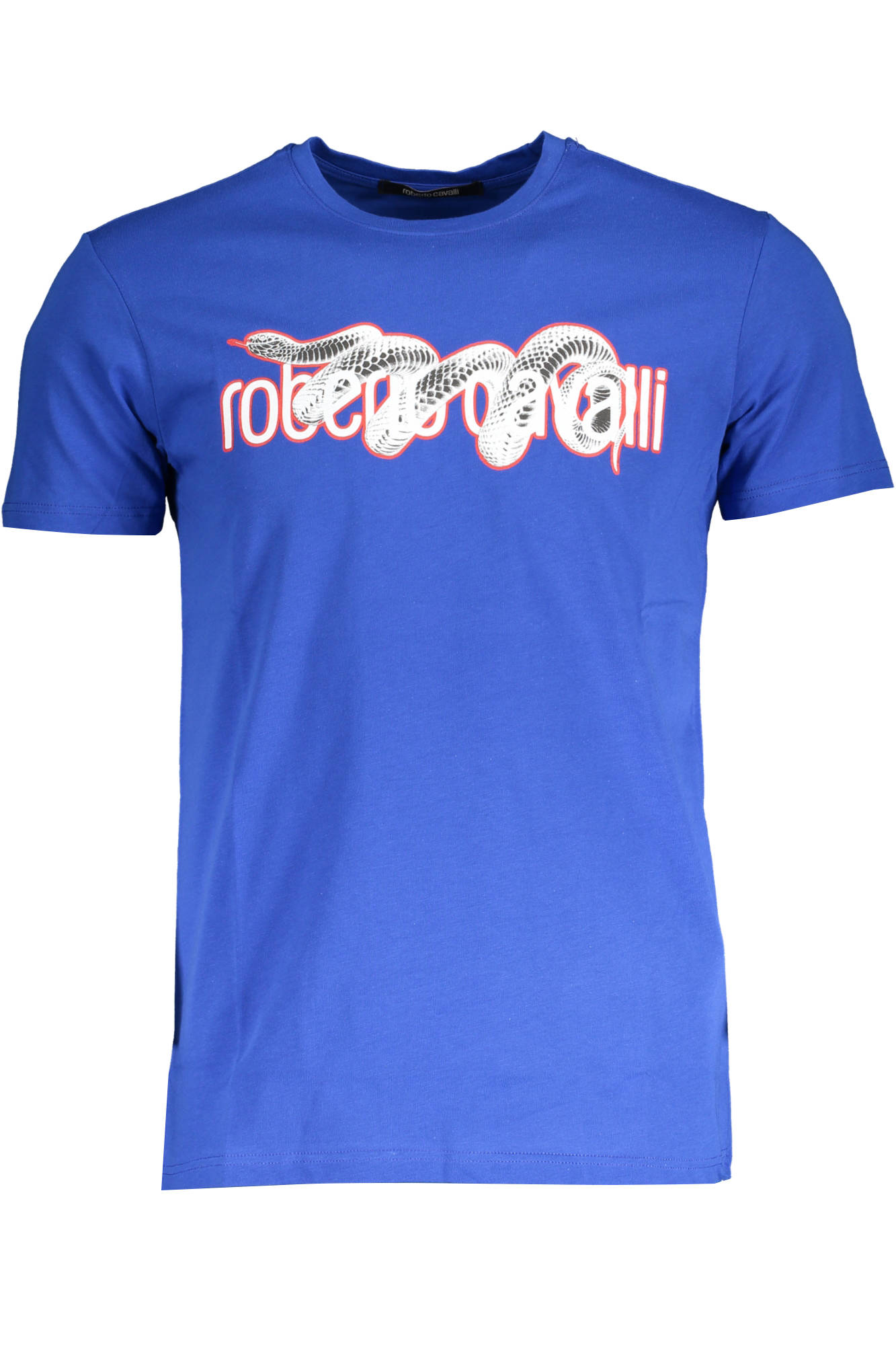 Tricou barbat, ROBERTO CAVALLI, snake twist logo , albastru, Albastru