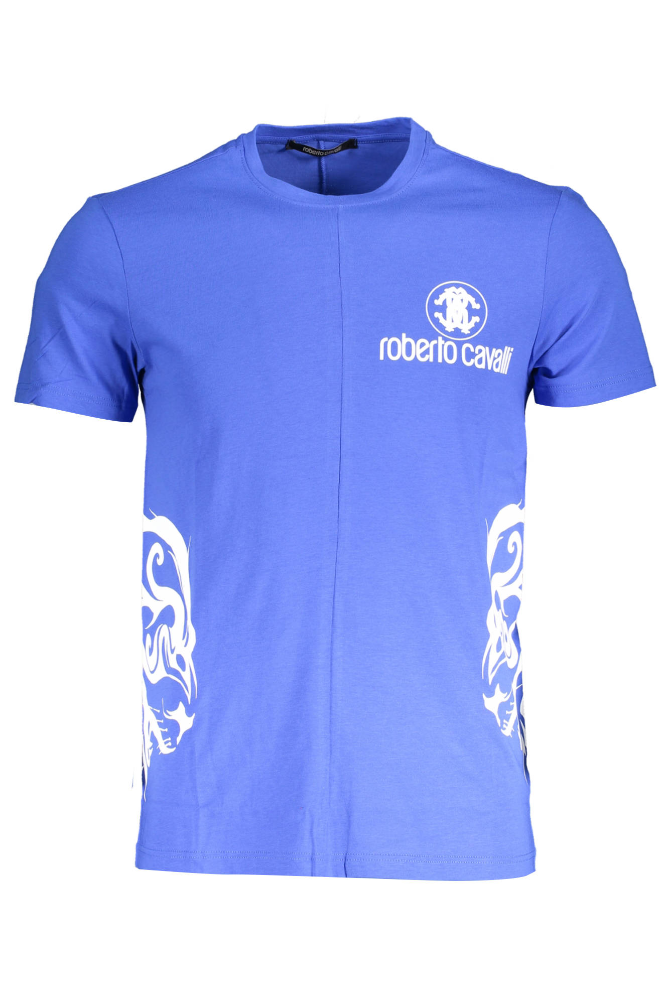 Tricou barbat, ROBERTO CAVALLI, clasic logo , albastru, Albastru