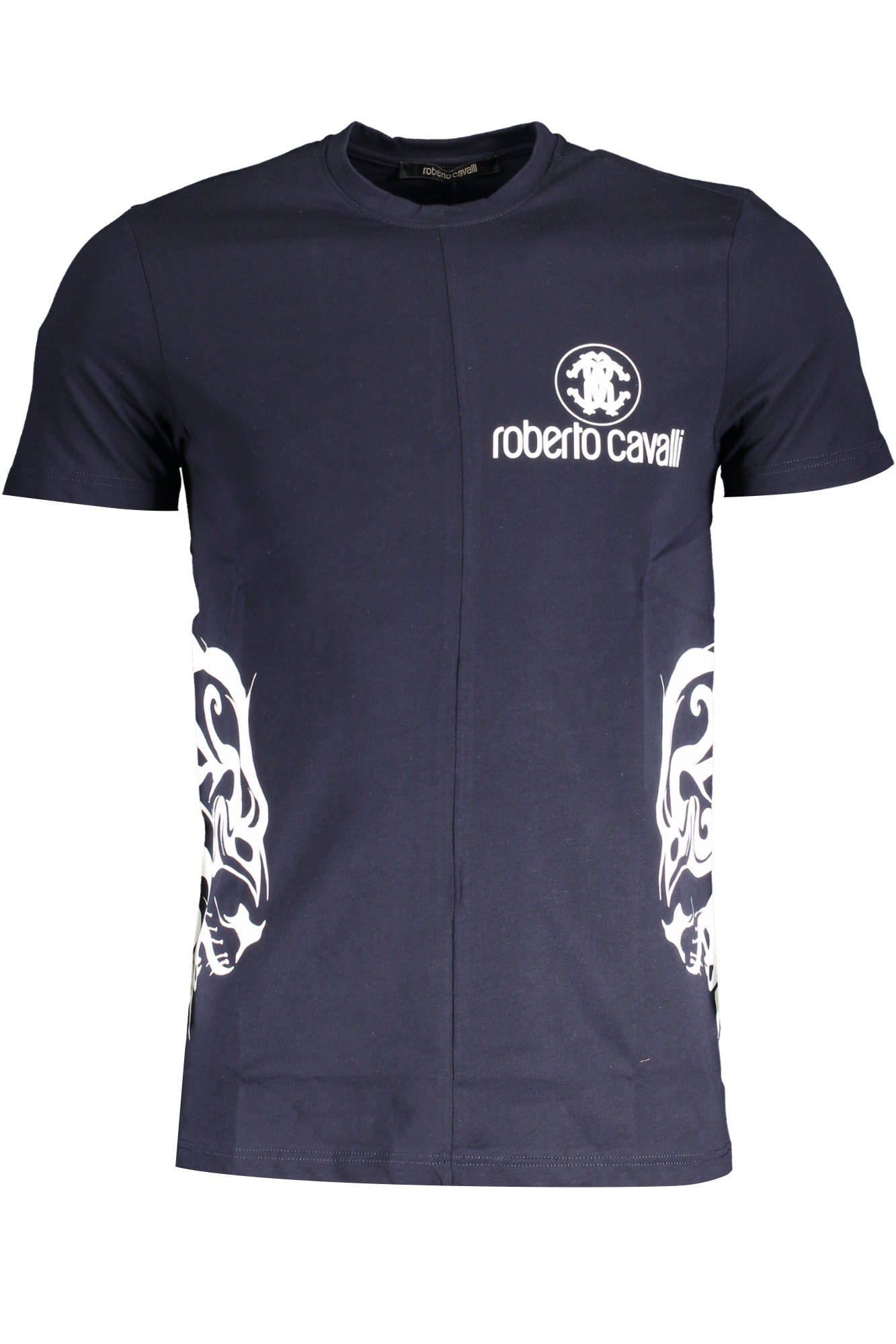 Tricou barbat, ROBERTO CAVALLI, clasic logo , albastru marin, Albastru marin