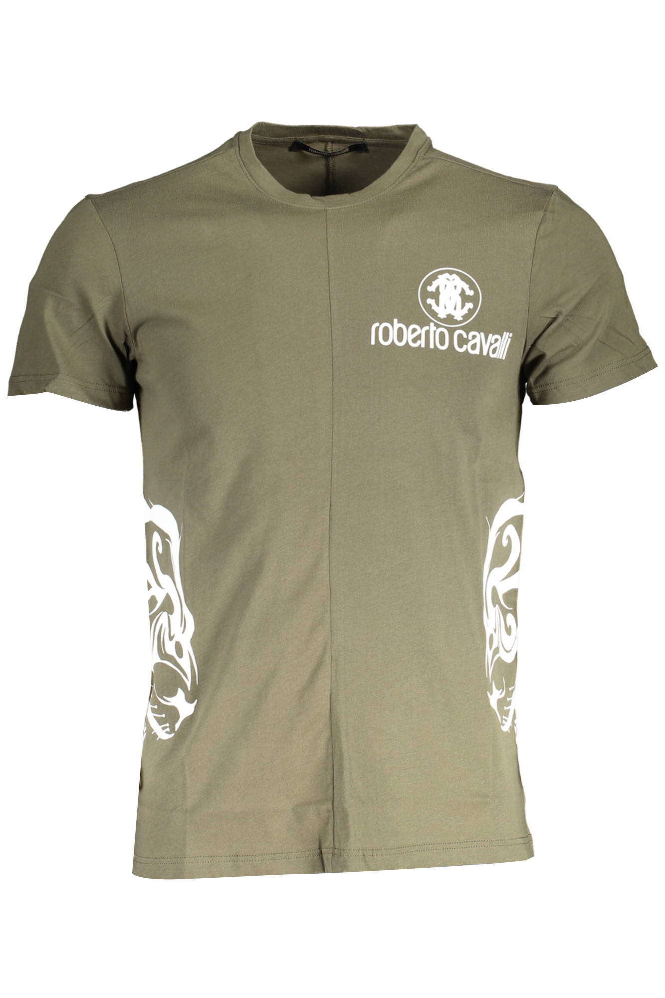Tricou barbat, ROBERTO CAVALLI, clasic logo , verde, Verde