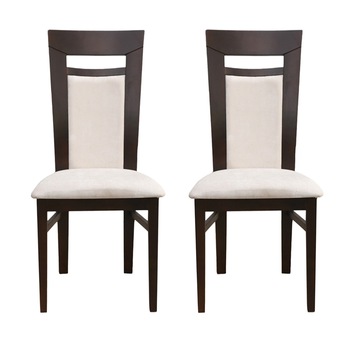 Set 2 scaune dining din lemn de fag Moderna Portofino, cadru nuc, textil Solo 22