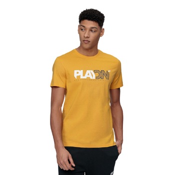Tricou pentru barbati, 4F, cu imprimeu, model regular, galben Tricou pentru barbati, 4F, cu imprimeu, model regular, galben