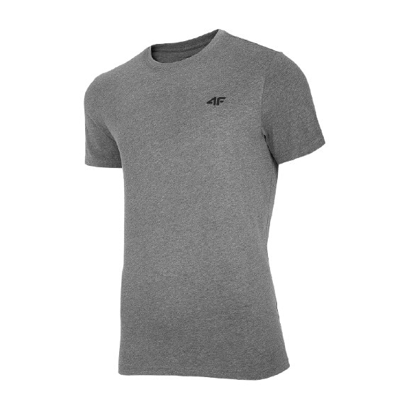 Tricou sport cu logo, 4F, pentru barbati, regular fit, gri melanj
