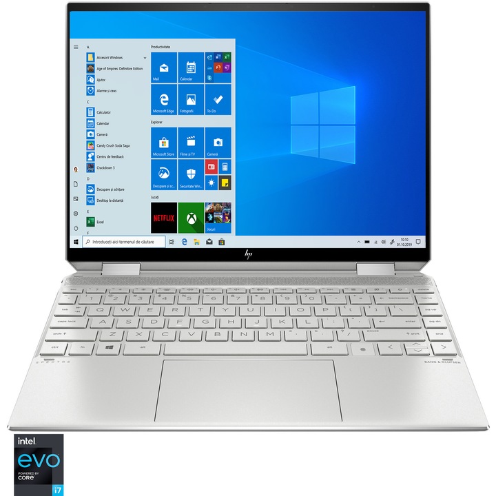 Laptop 2 in 1 HP Spectre x360 14-ea0017nn cu procesor Intel® Core™ i7-1165G7 pana la 4.70 GHz, 13.5", WUXGA+, 16GB, 512GB SSD, Intel® Iris® Xᵉ Graphics, Windows 10 Home, Natural Silver