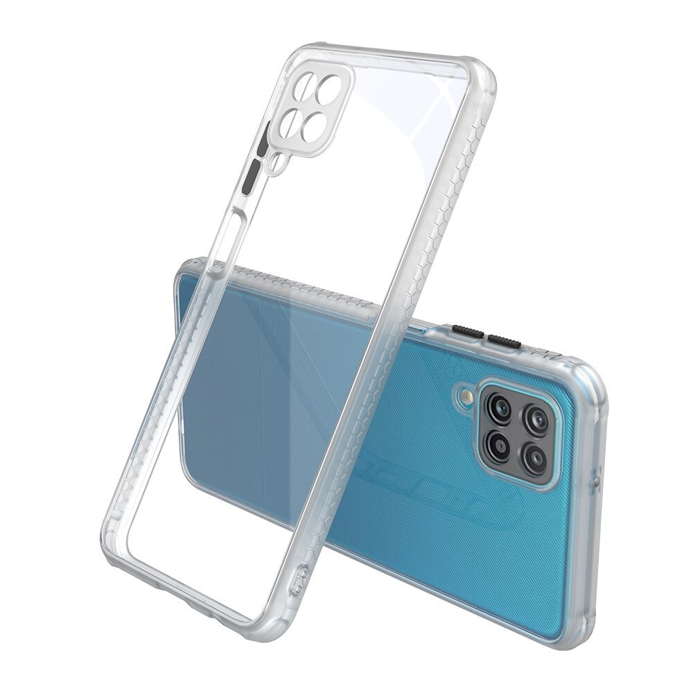 Husa rezistenta la socuri pentru Samsung Galaxy A42, Policarbonat/Cauciuc, Protectie pentru camera, Transparent/Alb
