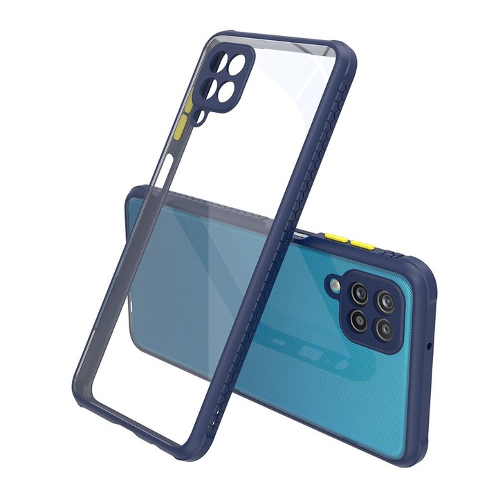Кейс за Samsung Galaxy A42, Гумирани краища, Удароустойчив, Защита за камерата, Син