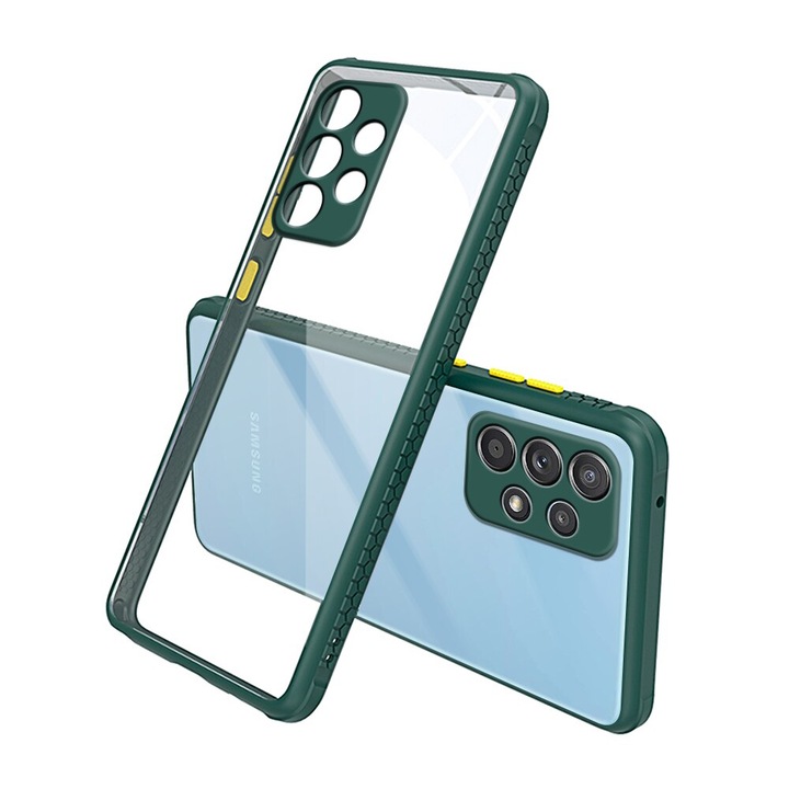 Удароустойчив Кейс за Samsung A72, Camera Protection, Тъмнозелен
