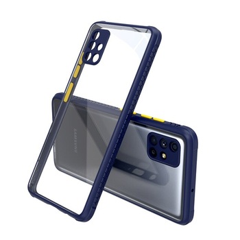 Husa rezistenta la socuri pentru Samsung Galaxy M31s, Policarbonat/Cauciuc, Protectie pentru camera, Transparent/Albastru Husa rezistenta la socuri pentru Samsung Galaxy M31s, Policarbonat/Cauciuc, Protectie pentru camera, Transparent/Albastru