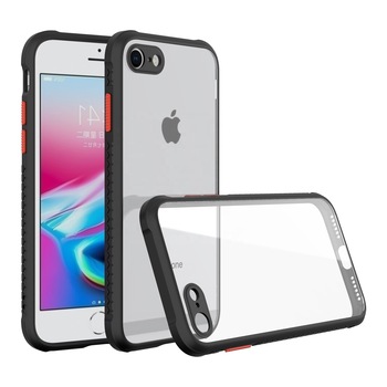 Husa antisoc pentru iPhone 7 Plus/8 Plus, Muchii din cauciuc, Protectie pentru camera, Transparent/Negru Husa antisoc pentru iPhone 7 Plus/8 Plus, Muchii din cauciuc, Protectie pentru camera, Transparent/Negru